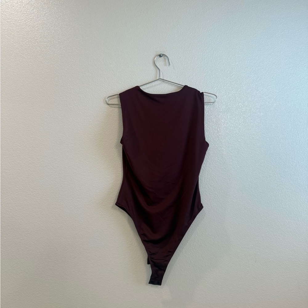 Burgundy Flattering Fit Square Neck Bodysuit - Picture 4 of 7